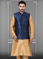 Mulberry Butti Dark Blue Festival Wear Embroidery Work Readymade Men's Waistcoat